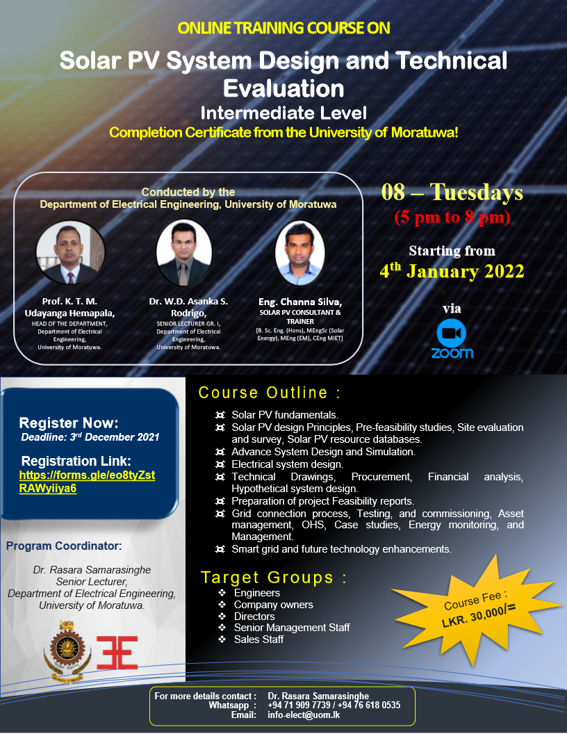 Solar PV System Design and TechnicalEvaluation – Intermediate Level