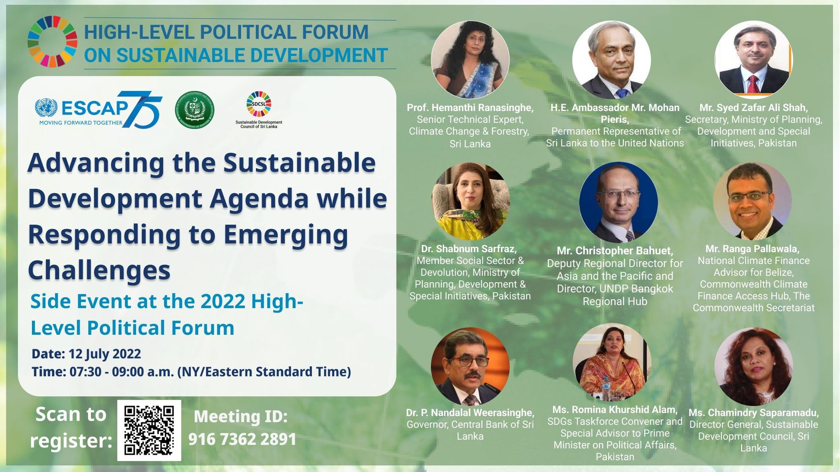 Advancing the Sustainable Development Agenda while Responding to Emerging Challenges